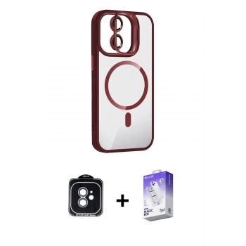 MARSİLYAN™- iPhone 11 Kılıf Yadigar Asil Koleksiyonu - Siyah Bilvis 5in1 3D Magic Cam Ekran Koruyucu + PVD Metal Kamera Lens - MI