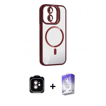 MARSİLYAN™- iPhone 11 Kılıf Yadigar Asil Koleksiyonu - Siyah Bilvis 5in1 3D Magic Cam Ekran Koruyucu + PVD Metal Kamera Lens - TU