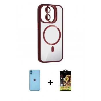 MARSİLYAN™- iPhone 11 Kılıf Yadigar Asil Koleksiyonu - Siyah Buffer Cam Ekran Koruyucu + Neon Fosforlu Kamera Lens - MI
