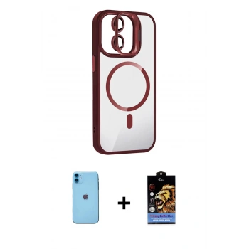 MARSİLYAN™- iPhone 11 Kılıf Yadigar Asil Koleksiyonu - Siyah Buffer Hayalet Cam Ekran Koruyucu + Neon Fosforlu Kamera Lens - MI