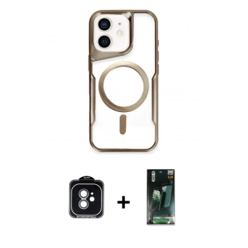 MARSİLYAN™- iPhone 11 Kılıf Yadigar Klasik Özel Seri - Şeffaf 360 Full Body Arka Koruyucu + PVD Metal Kamera Lens - YL