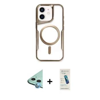 MARSİLYAN™- iPhone 11 Kılıf Yadigar Klasik Özel Seri - Şeffaf Pasifik Cam Ekran Koruyucu + Raze Metal Kamera Lens - MI
