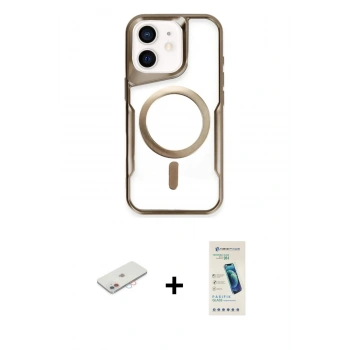 MARSİLYAN™- iPhone 11 Kılıf Yadigar Klasik Özel Seri - Şeffaf Pasifik Cam Ekran Koruyucu + Renkli Kamera Lens Koruma Cam - PE