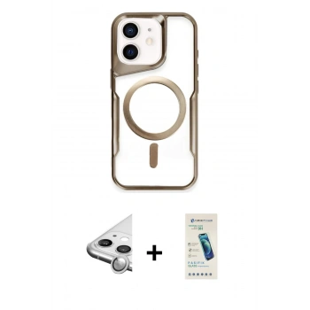 MARSİLYAN™- iPhone 11 Kılıf Yadigar Klasik Özel Seri - Şeffaf Pasifik Cam Ekran Koruyucu + Raze Metal Kamera Lens - GS