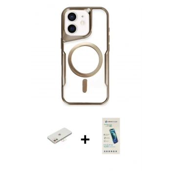 MARSİLYAN™- iPhone 11 Kılıf Yadigar Klasik Özel Seri - Şeffaf Pasifik Cam Ekran Koruyucu + Renkli Kamera Lens Koruma Cam - YL