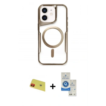 MARSİLYAN™- iPhone 11 Kılıf Yadigar Klasik Özel Seri - Şeffaf Royal Nano Ekran Koruyucu + Rainbow Kamera Lens Koruma Cam - KI