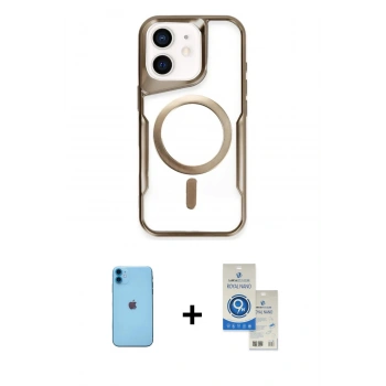 MARSİLYAN™- iPhone 11 Kılıf Yadigar Klasik Özel Seri - Şeffaf Royal Nano Ekran Koruyucu + Neon Fosforlu Kamera Lens - MI
