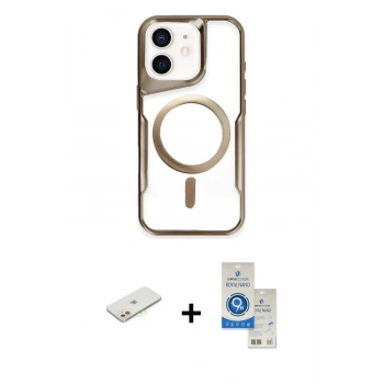 MARSİLYAN™- iPhone 11 Kılıf Yadigar Klasik Özel Seri - Şeffaf Royal Nano Ekran Koruyucu + Renkli Kamera Lens Koruma Cam - TU