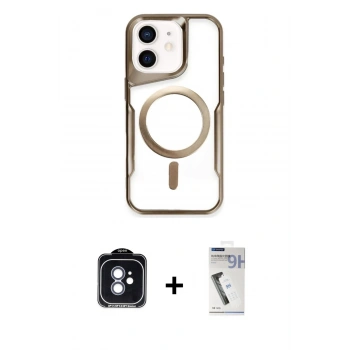 MARSİLYAN™- iPhone 11 Kılıf Yadigar Klasik Özel Seri - Şeffaf Uv Polymer Nano Ekran Koruyucu + PVD Metal Kamera Lens - MI