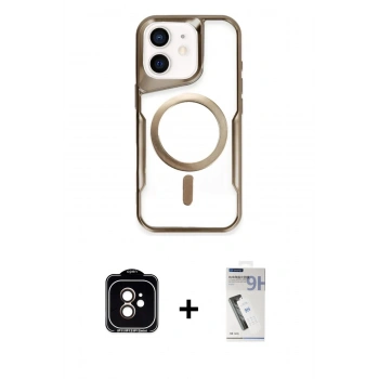 MARSİLYAN™- iPhone 11 Kılıf Yadigar Klasik Özel Seri - Şeffaf Uv Polymer Nano Ekran Koruyucu + PVD Metal Kamera Lens - TU