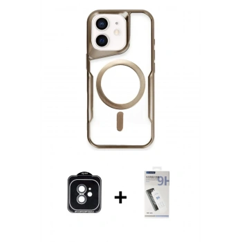 MARSİLYAN™- iPhone 11 Kılıf Yadigar Klasik Özel Seri - Şeffaf Uv Polymer Nano Ekran Koruyucu + PVD Metal Kamera Lens - YL