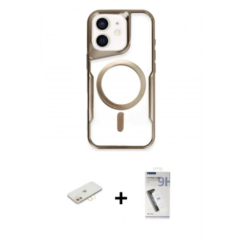 MARSİLYAN™- iPhone 11 Kılıf Yadigar Klasik Özel Seri - Şeffaf Uv Polymer Nano Ekran Koruyucu + Renkli Kamera Lens Koruma Cam - SI