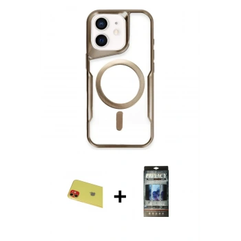 MARSİLYAN™- iPhone 11 Kılıf Yadigar Klasik Özel Seri - Siyah 34D Hayalet Izgaralı Cam + Rainbow Kamera Lens Koruma Cam - KI