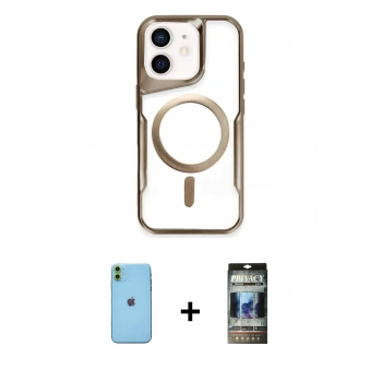 MARSİLYAN™- iPhone 11 Kılıf Yadigar Klasik Özel Seri - Siyah 34D Hayalet Izgaralı Cam + Neon Fosforlu Kamera Lens - YL
