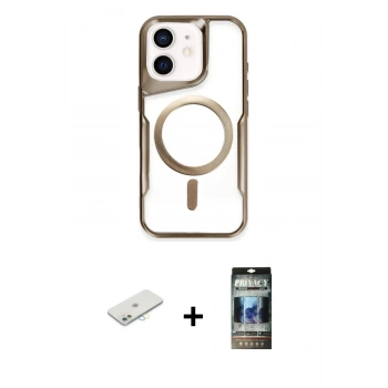 MARSİLYAN™- iPhone 11 Kılıf Yadigar Klasik Özel Seri - Siyah 34D Hayalet Izgaralı Cam + Renkli Kamera Lens Koruma Cam - SI