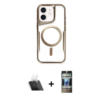 MARSİLYAN™- iPhone 11 Kılıf Yadigar Klasik Özel Seri - Siyah 34D Hayalet Izgaralı Cam + Kamera Lens Koruma Cam - SF