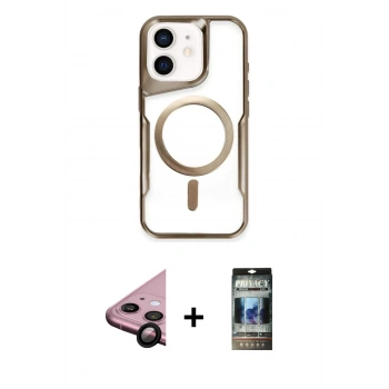 MARSİLYAN™- iPhone 11 Kılıf Yadigar Klasik Özel Seri - Siyah 34D Hayalet Izgaralı Cam + Raze Metal Kamera Lens - SH