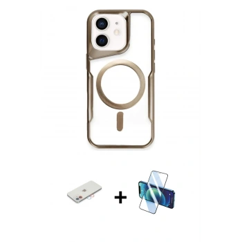 MARSİLYAN™- iPhone 11 Kılıf Yadigar Klasik Özel Seri - Siyah 3D Antistatik Cam Ekran Koruyucu + Renkli Kamera Lens Koruma Cam - PE