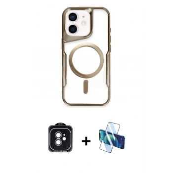 MARSİLYAN™- iPhone 11 Kılıf Yadigar Klasik Özel Seri - Siyah 3D Antistatik Cam Ekran Koruyucu + PVD Metal Kamera Lens - SH