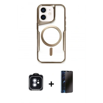 MARSİLYAN™- iPhone 11 Kılıf Yadigar Klasik Özel Seri - Siyah 3D Antistatik Hayalet Cam Ekran Koruyucu + PVD Metal Kamera Lens - MI