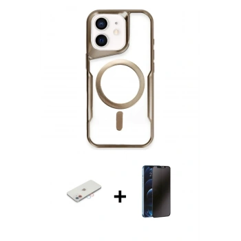 MARSİLYAN™- iPhone 11 Kılıf Yadigar Klasik Özel Seri - Siyah 3D Antistatik Hayalet Cam Ekran Koruyucu + Renkli Kamera Lens Koruma Cam - PE