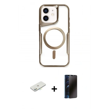 MARSİLYAN™- iPhone 11 Kılıf Yadigar Klasik Özel Seri - Siyah 3D Antistatik Hayalet Cam Ekran Koruyucu + Renkli Kamera Lens Koruma Cam - SI
