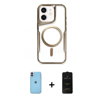 MARSİLYAN™- iPhone 11 Kılıf Yadigar Klasik Özel Seri - Siyah 6D Antistatik Mat Seramik Hayalet Nano Ekran Koruyucu + Neon Fosforlu Kamera Lens - TU