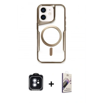 MARSİLYAN™- iPhone 11 Kılıf Yadigar Klasik Özel Seri - Siyah Bilvis 3D Mat Cam Ekran Koruyucu + PVD Metal Kamera Lens - MI