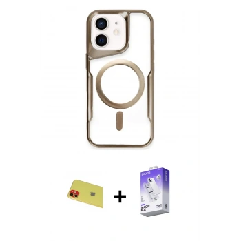 MARSİLYAN™- iPhone 11 Kılıf Yadigar Klasik Özel Seri - Siyah Bilvis 5in1 3D Magic Cam Ekran Koruyucu + Rainbow Kamera Lens Koruma Cam - KI