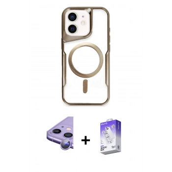 MARSİLYAN™- iPhone 11 Kılıf Yadigar Klasik Özel Seri - Siyah Bilvis 5in1 3D Magic Cam Ekran Koruyucu + Raze Metal Kamera Lens - MR