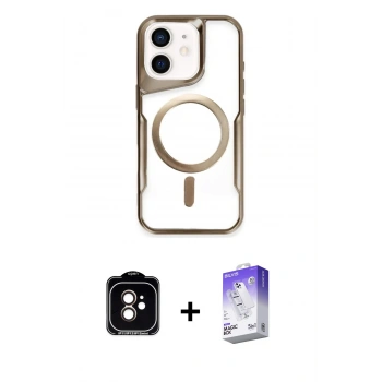 MARSİLYAN™- iPhone 11 Kılıf Yadigar Klasik Özel Seri - Siyah Bilvis 5in1 3D Magic Cam Ekran Koruyucu + PVD Metal Kamera Lens - TU