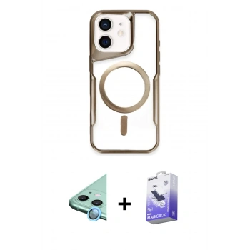 MARSİLYAN™- iPhone 11 Kılıf Yadigar Klasik Özel Seri - Siyah Bilvis 5in1 5D Magic Hayalet Cam Ekran Koruyucu + Raze Metal Kamera Lens - MI