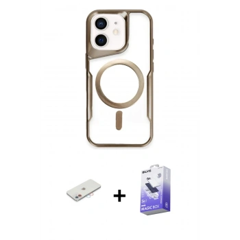 MARSİLYAN™- iPhone 11 Kılıf Yadigar Klasik Özel Seri - Siyah Bilvis 5in1 5D Magic Hayalet Cam Ekran Koruyucu + Renkli Kamera Lens Koruma Cam - PE