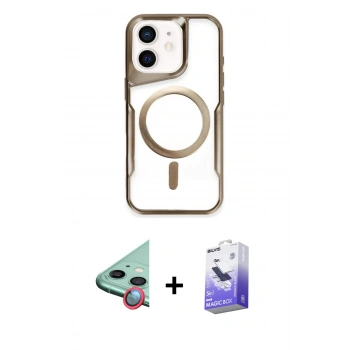 MARSİLYAN™- iPhone 11 Kılıf Yadigar Klasik Özel Seri - Siyah Bilvis 5in1 5D Magic Hayalet Cam Ekran Koruyucu + Raze Metal Kamera Lens - KI