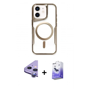 MARSİLYAN™- iPhone 11 Kılıf Yadigar Klasik Özel Seri - Siyah Bilvis 5in1 5D Magic Hayalet Cam Ekran Koruyucu + Raze Metal Kamera Lens - MR
