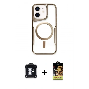 MARSİLYAN™- iPhone 11 Kılıf Yadigar Klasik Özel Seri - Siyah Buffer Cam Ekran Koruyucu + PVD Metal Kamera Lens - MI