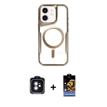 MARSİLYAN™- iPhone 11 Kılıf Yadigar Klasik Özel Seri - Siyah Buffer Hayalet Cam Ekran Koruyucu + PVD Metal Kamera Lens - MI