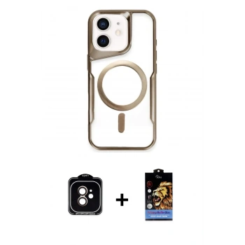 MARSİLYAN™- iPhone 11 Kılıf Yadigar Klasik Özel Seri - Siyah Buffer Hayalet Cam Ekran Koruyucu + PVD Metal Kamera Lens - TU