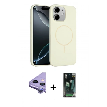 MARSİLYAN™- iPhone 11 Kılıf Yankı Form Serisi - Şeffaf 360 Full Body Arka Koruyucu + Raze Metal Kamera Lens - MR