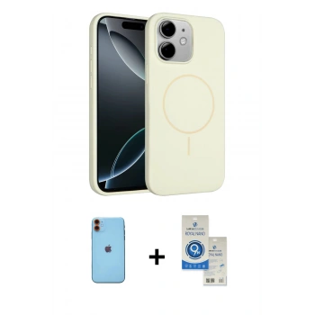 MARSİLYAN™- iPhone 11 Kılıf Yankı Form Serisi - Şeffaf Royal Nano Ekran Koruyucu + Neon Fosforlu Kamera Lens - TU