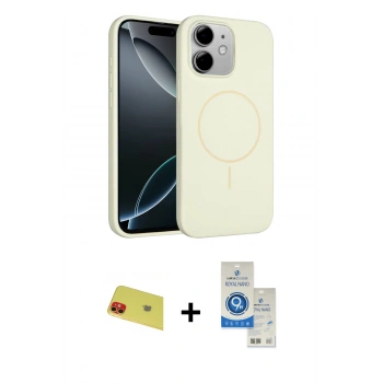 MARSİLYAN™- iPhone 11 Kılıf Yankı Form Serisi - Şeffaf Royal Nano Ekran Koruyucu + Rainbow Kamera Lens Koruma Cam - KI
