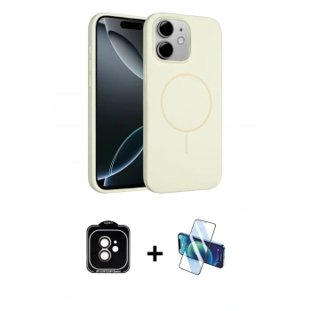MARSİLYAN™- iPhone 11 Kılıf Yankı Form Serisi - Siyah 3D Antistatik Cam Ekran Koruyucu + PVD Metal Kamera Lens - TU