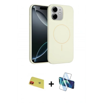 MARSİLYAN™- iPhone 11 Kılıf Yankı Form Serisi - Siyah 3D Antistatik Cam Ekran Koruyucu + Rainbow Kamera Lens Koruma Cam - KI