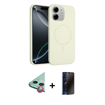 MARSİLYAN™- iPhone 11 Kılıf Yankı Form Serisi - Siyah 3D Antistatik Hayalet Cam Ekran Koruyucu + Raze Metal Kamera Lens - KI