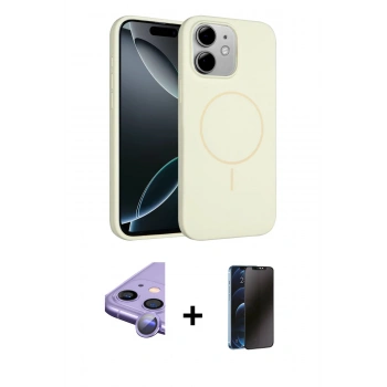 MARSİLYAN™- iPhone 11 Kılıf Yankı Form Serisi - Siyah 3D Antistatik Hayalet Cam Ekran Koruyucu + Raze Metal Kamera Lens - MR
