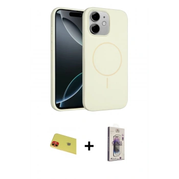 MARSİLYAN™- iPhone 11 Kılıf Yankı Form Serisi - Siyah Bilvis 3D Cam Ekran Koruyucu + Rainbow Kamera Lens Koruma Cam - KI