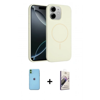 MARSİLYAN™- iPhone 11 Kılıf Yankı Form Serisi - Siyah Bilvis 3D Mat Cam Ekran Koruyucu + Neon Fosforlu Kamera Lens - YL