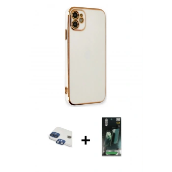 MARSİLYAN™- iPhone 11 Kılıf Yankı Serisi - Siyah 360 Mat Full Body Arka Koruyucu + Pers Alüminyum Kamera Lens - LT