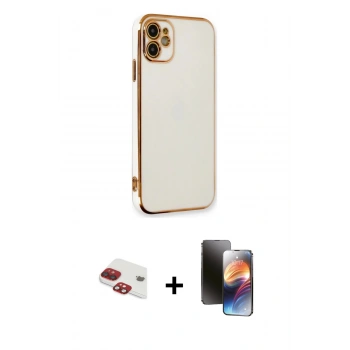 MARSİLYAN™- iPhone 11 Kılıf Yankı Serisi - Siyah 3D Antistatik Mat Seramik Nano Ekran Koruyucu + Pers Alüminyum Kamera Lens - KI