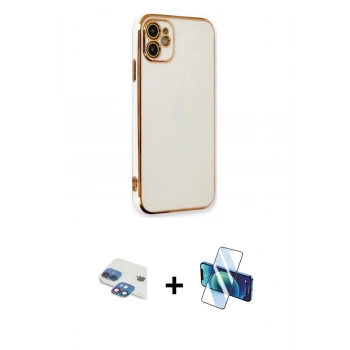 MARSİLYAN™- iPhone 11 Kılıf Yankı Serisi - Siyah 3D Antistatik Seramik Nano Ekran Koruyucu + Pers Alüminyum Kamera Lens - GI